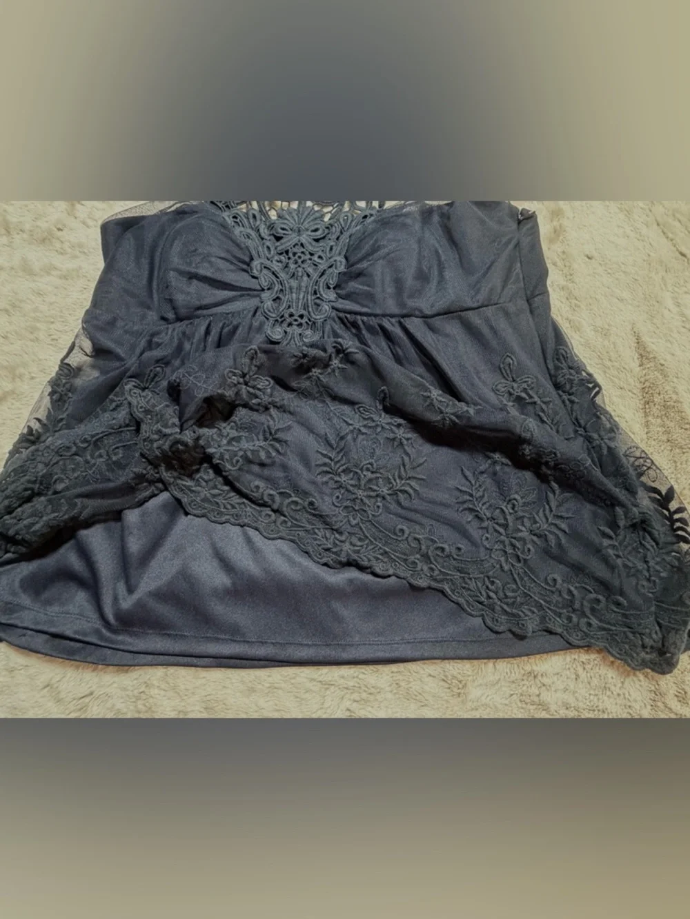 Boston Proper Navy Lace Crochet Sleeveless Top XL - Picture 7 of 8